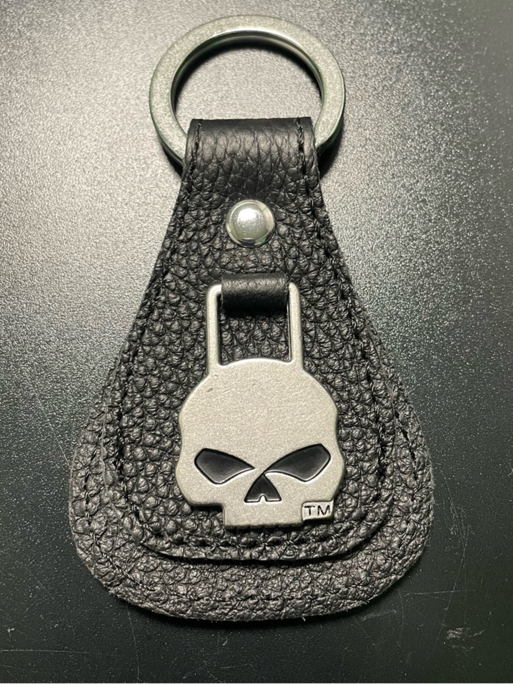 Harley-Davidson Black Skull Leather Keyring Keychain ‘Willie G’
